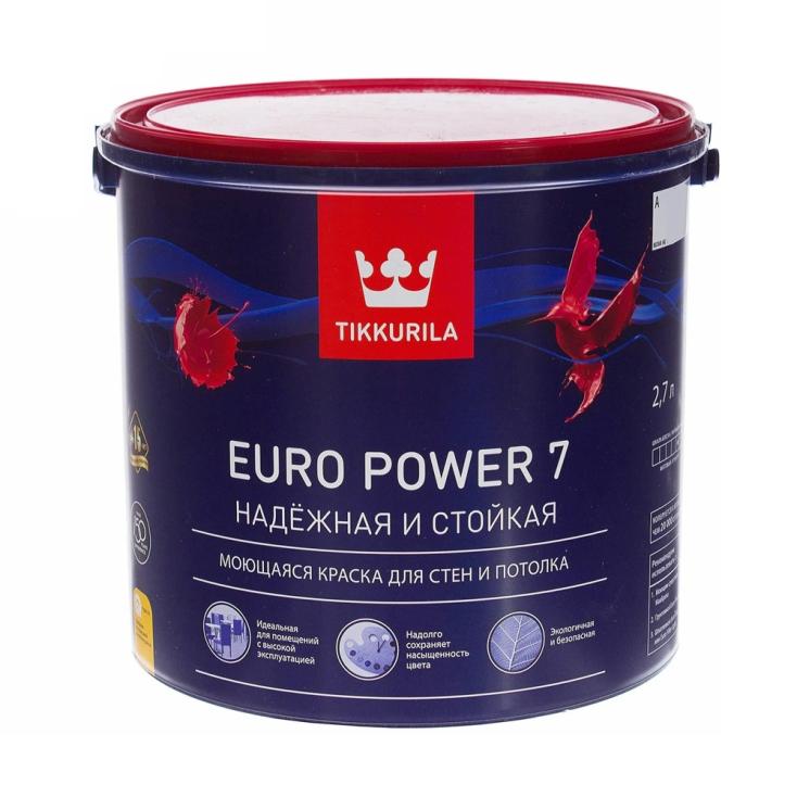 Краска ВД Tikkurila EURO POWER 7 База A матовая 2,7 л