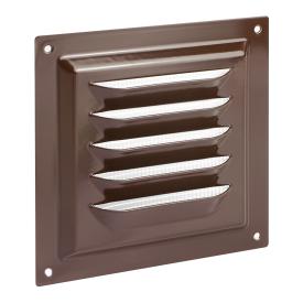 Решетка вентиляционная с покрытием полимерной эмалью, с сеткой 125х125, Сталь,коричневая