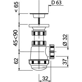 Сифон для раковины и биде 1 1/4"х32 мм Wirquin 30975059