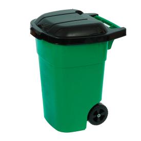 Бак для мусора с крышкой на колесах 65 л зеленый