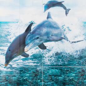 Панель ПВХ 03520 Море панно Дельфины комплект из 4 шт 2700х1000 мм