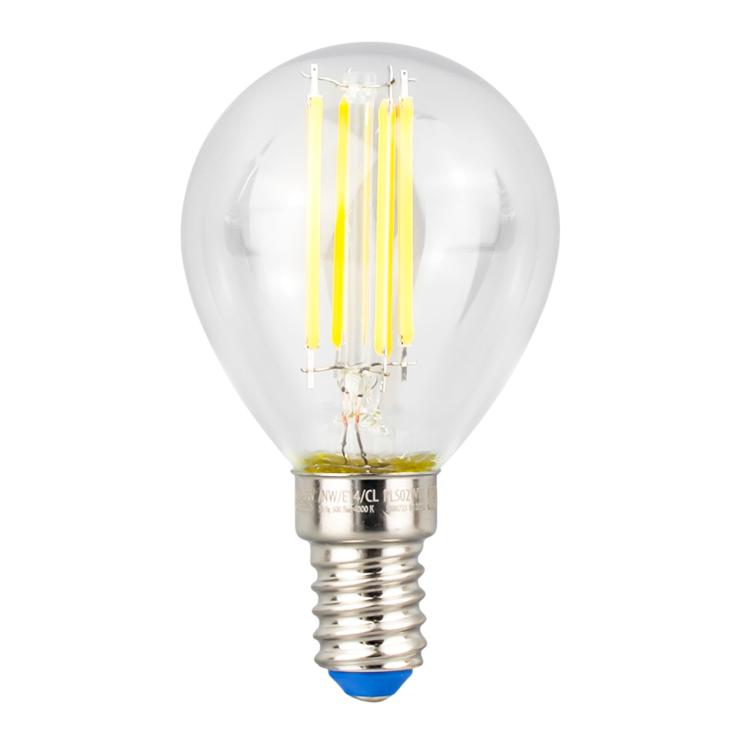 Лампа LED. бел. свет Е14 6Вт прозр. LED-G45-6W/NW/E14/CL PLS02WH  Uniel.