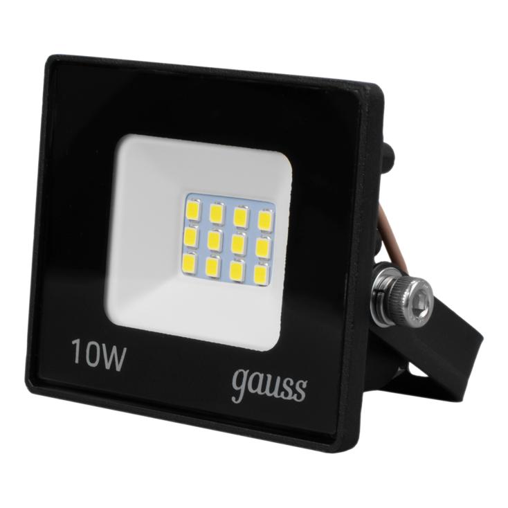 Прожектор светодиод. LED 10Вт(ДО-10w) IP65 6500К черн. Gauss 613100310