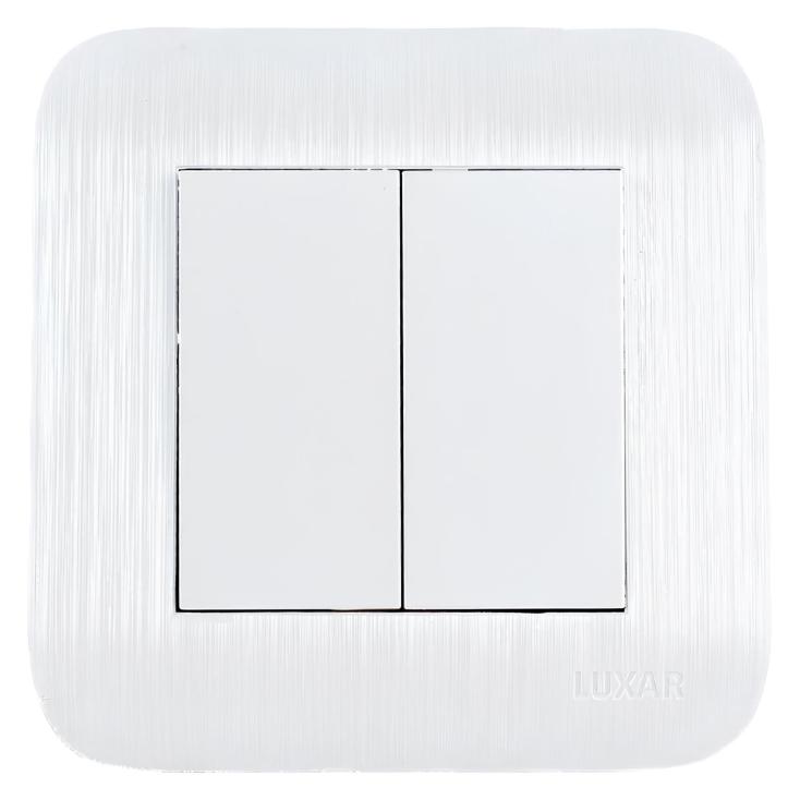 Выключатель LUXAR Deco с/у 2-кл. белый с рифленой рамкой, 250В 10А (10.011.01)