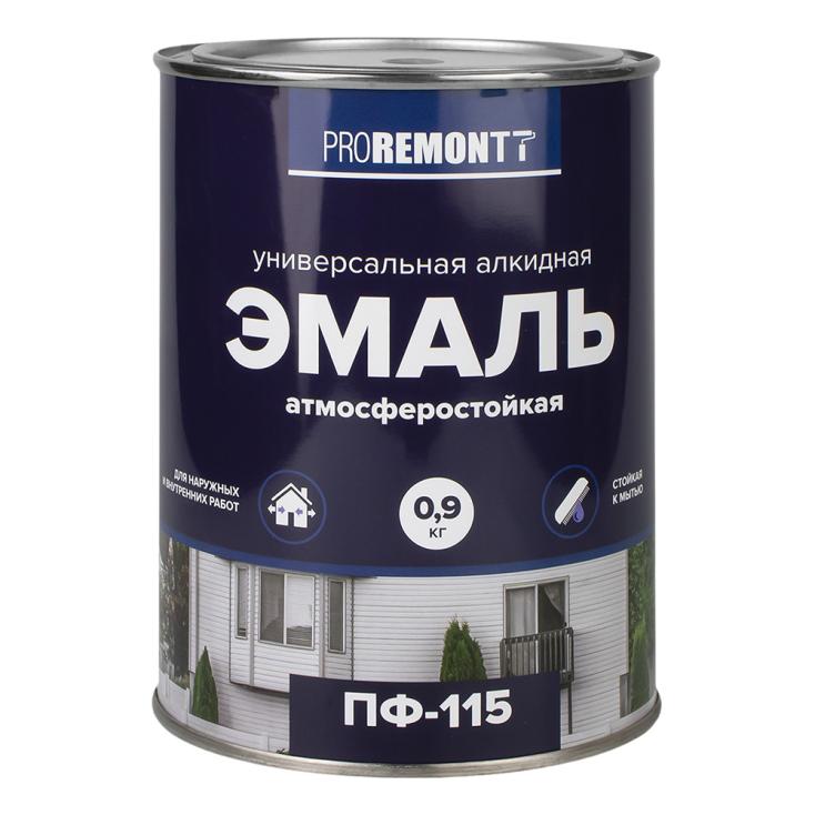 Эмаль ПФ-115 PROREMONT черный 0,9 кг Л-С