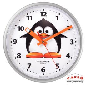 Часы настенные Тройка круг 230 мм пингвин синий 91970944
