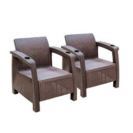 Комплект мебели из 2-х кресел иск. ротанг Ротанг 730х700х790 мм коричневый/мокко