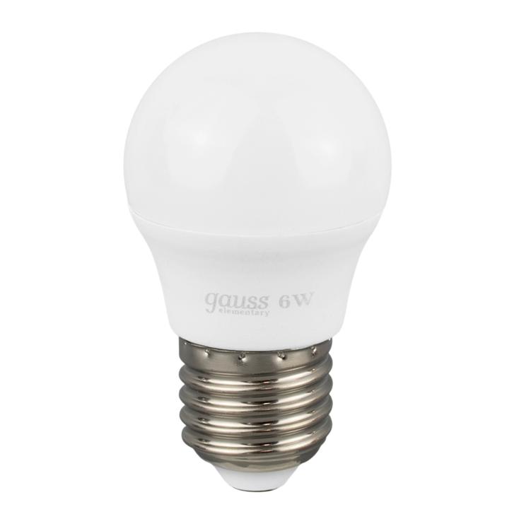 Лампа светодиодная LED 6вт 230в 4200К Е27 G45 белый мат.шар Gauss