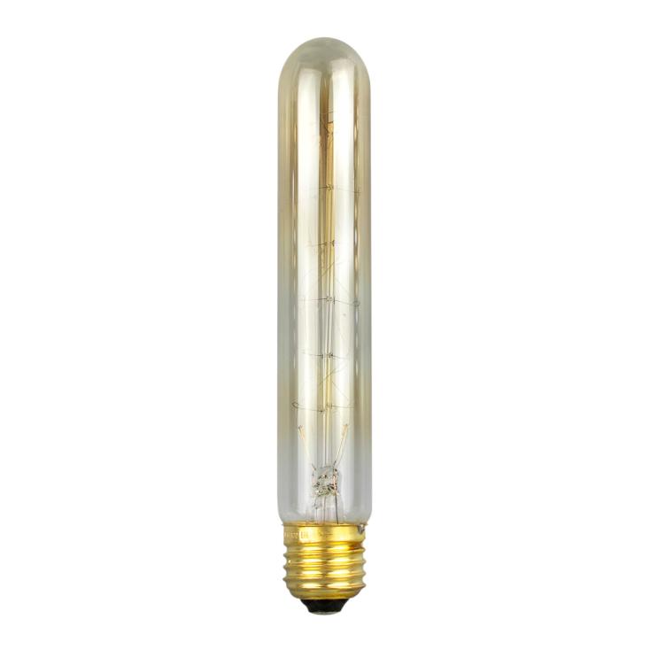 Лампа накаливания IL-V-L28A-60/GOLDEN/E27 CW01 Vintage. Форма «цилиндр», длина 185 мм. Форма нити CW. Картон. ТМ Uniel