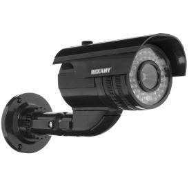 Муляж камеры уличной цилиндрической (черн.) Rexant 45-0250 (Мигающий красный светодиод (каждые 5 секунд). Питание - батарейки AА - 2шт