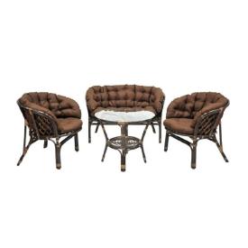 Комплект мебели кофейный натур. ротанг Багама S (стол, 2 кресла, диван) Браун