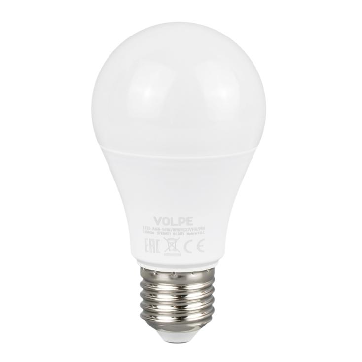 Лампа светодиодная Теплый белый свет Е27 16 Вт 3000К 1450Лм  LED-A60-16W/WW/E27/FR/NR Volpe,