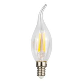 Лампа светодиодная LED 5вт(420Лм) 230в Е14 2700K прозрачная свеча на ветру FILAMENT, арт.104801105