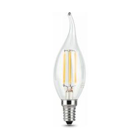 Лампа светодиодная LED 5вт(420Лм) 230в Е14 2700K прозрачная свеча на ветру FILAMENT, арт.104801105