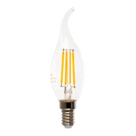 Лампа светодиодная LED 5вт(450Лм) Е14 4100К(белый) прозрачная свеча на ветру FILAMENT, арт.104801205