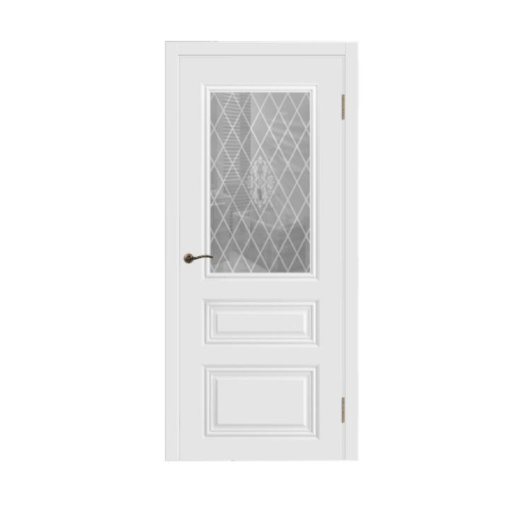 Полотно дверное ДО1 Трио Грейс 2 В1 900мм белое стекло без патины