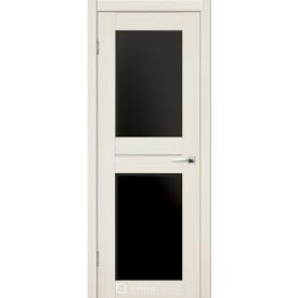 Полотно дверное ДО Тренд 5 900мм лакобель Snow Soft (белый) черное стекло