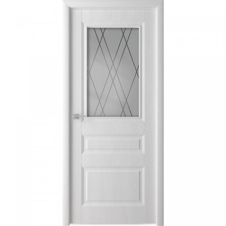 Полотно дверное ДО Каскад 600мм стекло белый ясень ламинированное