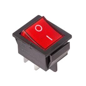 Выключатель клавишный 250V ON-OFF, 16А (2*2с), красный с подсветкой REXANT (10/50/1000)