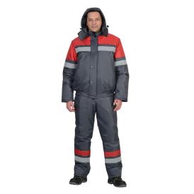 Костюм зимний Орбита куртка, п/комб серый с красным СОП р.96-100/182-188