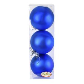 Новогодние шары 8 см (набор 3 шт) "Матовый", синий