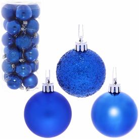 Новогодние шары 6 см (набор 24 шт) "Микс фактур", синий