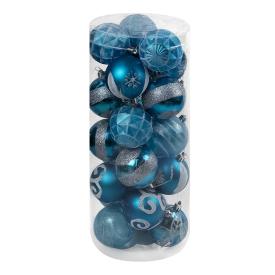 Новогодние шары 6 см (набор 24 шт) "Морозко", голубой