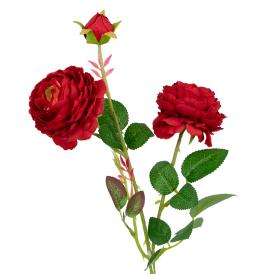 Цветок искусственный Роза красная из ткани (искусственный шелк, полиэтилен) 61х10х10 см