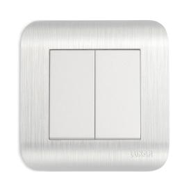 Выключатель LUXAR Deco с/у 2-кл. серебро с рифленой рамкой, 250В 10А (10.011.03)