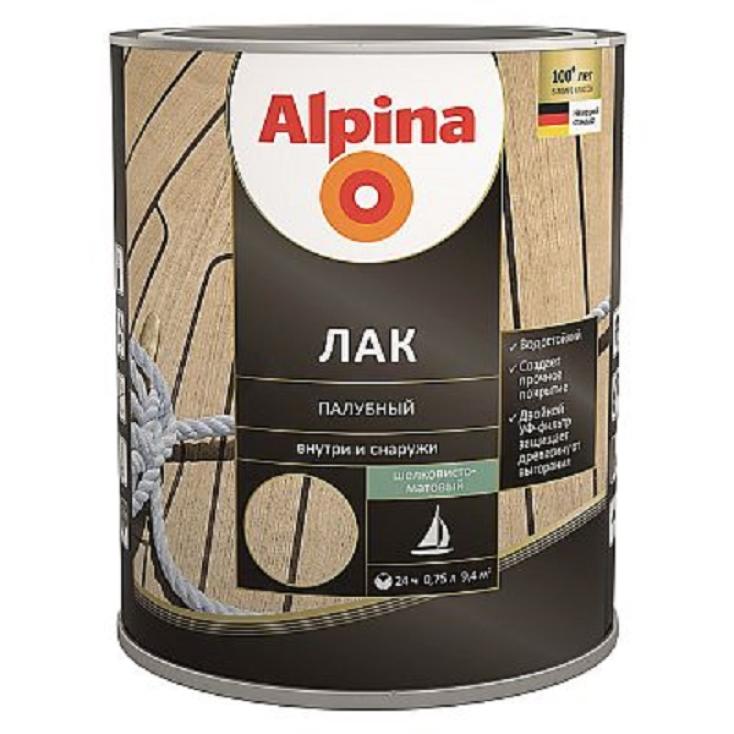 Лак алкидно-уретановый палубный Alpina шелково-матовый 2,5 л