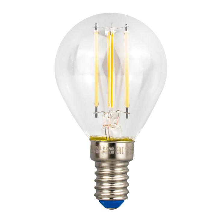 Лампа светодиодная шарик прозрачный 9Вт Е14 Серия Sky теплый бел.свет 3000К LED-G45-9W/3000K/E14/CL PLS02WH