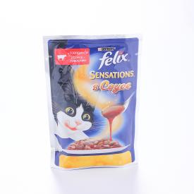 Корм для кошек влажный Felix Sensations Sauce Surprise Говядина томат 75 г