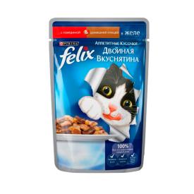 Корм для кошек влажный Felix Двойная вкуснятина Говядина птица 85 г