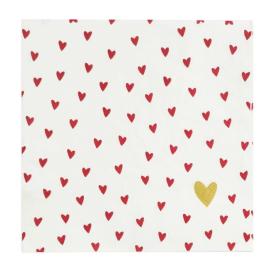 Салфетки бумажные 3-х слойные Сердечки на белом 33х33см 20шт