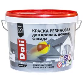 Краска резиновая для кровли, цоколя, фасада  "DALI" черный 12кг