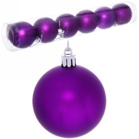 Шары новогодние Матовые 6см 6шт фиолетовые