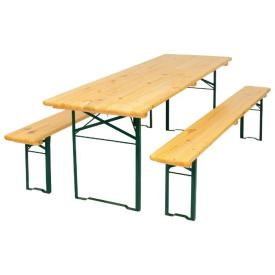 Комплект мебели складной дерево/металл ПГ Браурай (стол, 2 лавки) Орех