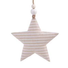 Украшение новогоднее подвесное Полосатая звезда из хлопчатобумажной ткани 10.5x1.5x10.5см 81478