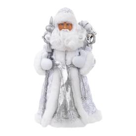 Тгрушка детская Дед Мороз В серебристом костюме д/детей старше 3х лет из пластика и ткани 15.5x8.5x30.5см 82526