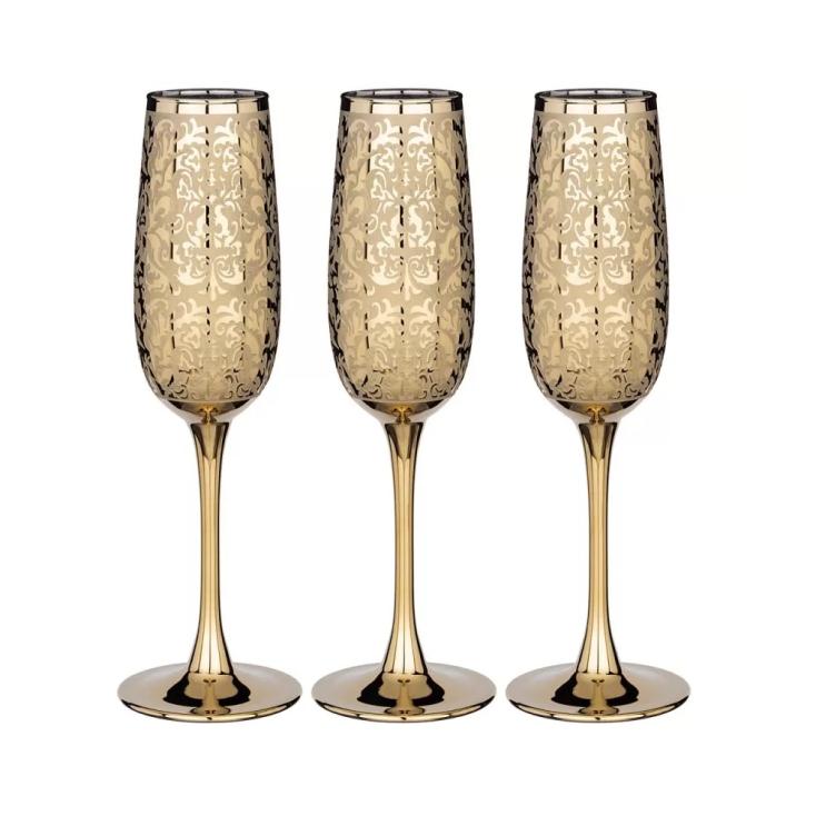 Набор бокалов для шампанского Золотой арабески 3 шт 175 мл 194-381