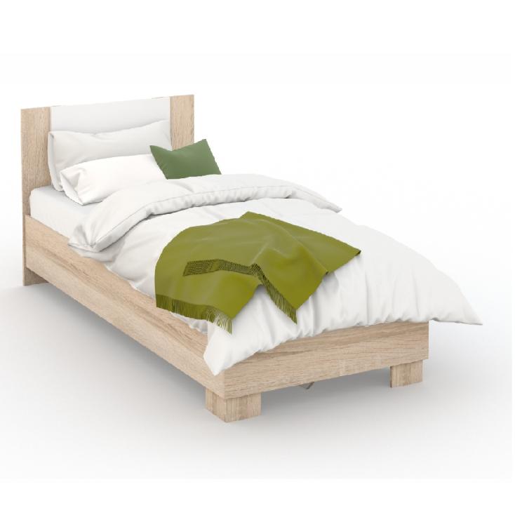 Кровать Аврора 90 со встроенным основанием Дуб сонома/Белый