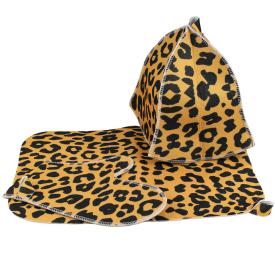Набор для бани 3 предмета Леопард Бацькина баня (шапка, коврик, рукавичка)