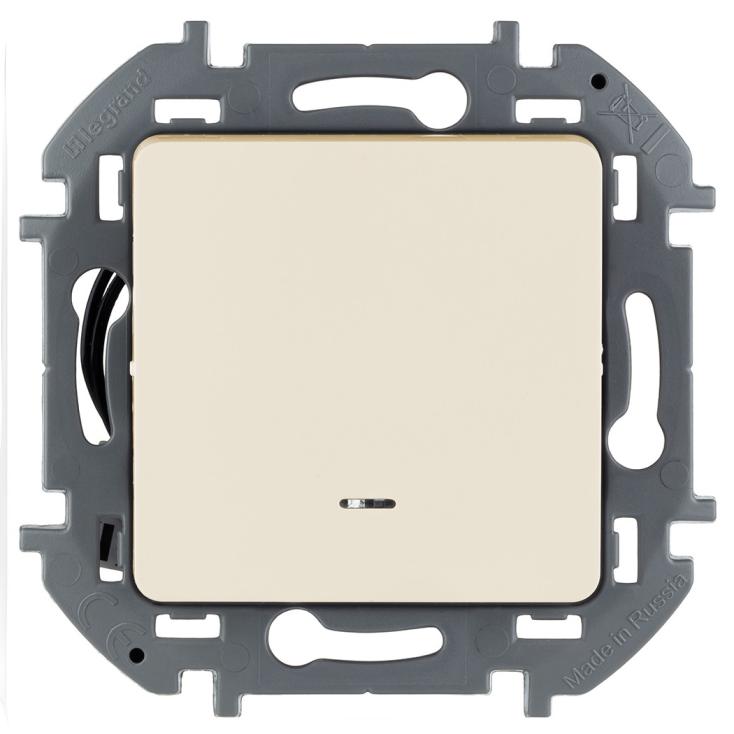 Выключатель 1-клавишный Inspiria 10А IP20 250В 10AX с подсветкой/индикацией слоновая кость