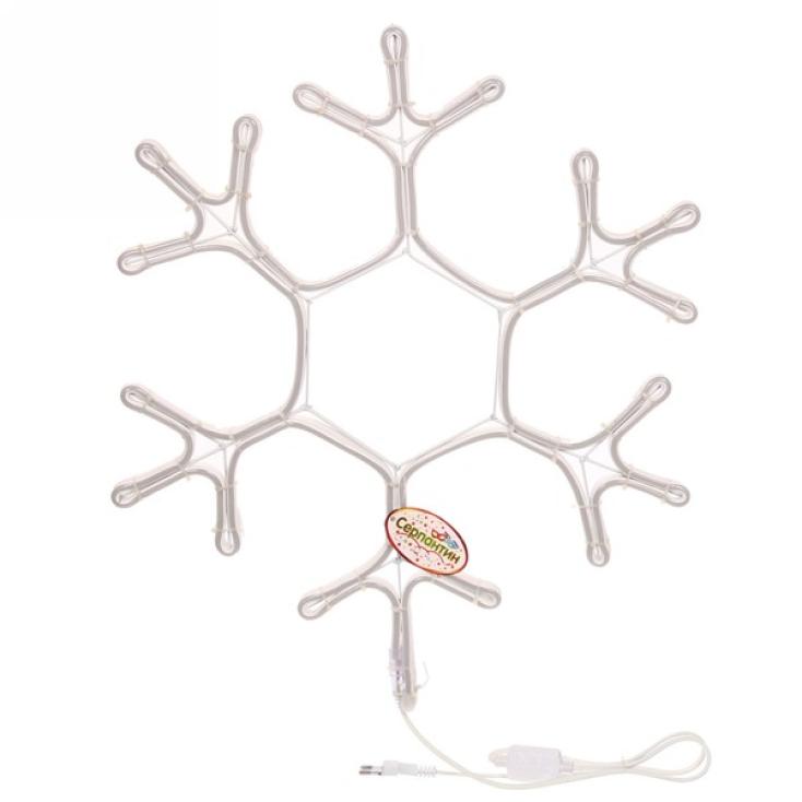 Фигура светодиодная Снежинка гибкий неон 40см белая