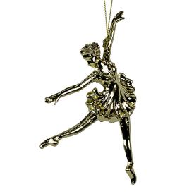 Украшение елочное новогоднее подвесное Балерина в золоте 8.5х1.9х15см