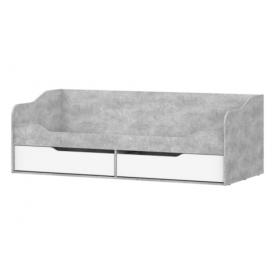 Кровать-диван Грей с ящиками Цемент светлый/белый