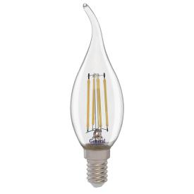 Лампа филамент прозрачный Свеча на ветру Е14 10 Вт 4500К  GENERAL FLP