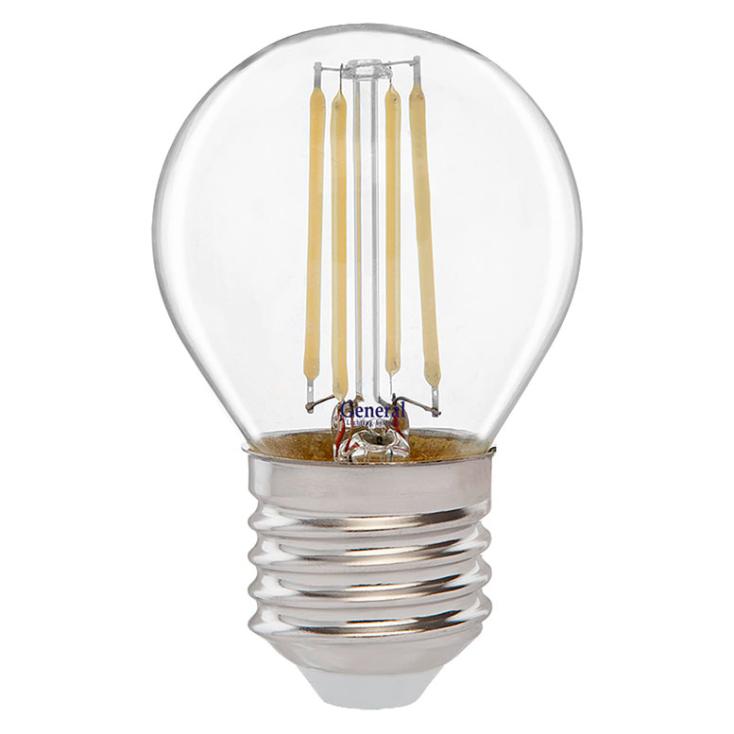 Лампа светодиодная Шар филамент прозрачный E27 220V  8 Вт 4500K  GENERAL FLP