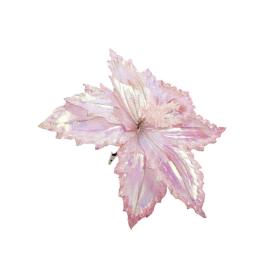Украшение ёлочное Лилия розовое сияние из полиэстера с креплением на клипсе 32x32x16см
