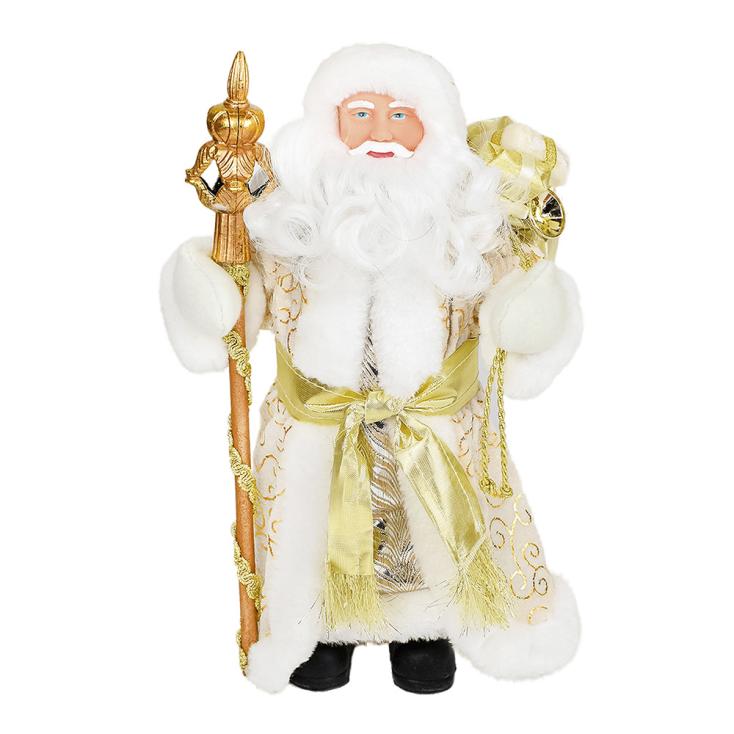Фигурка новогодняя Дед Мороз в золотистой шубе 15.5x8.5x31.5см
